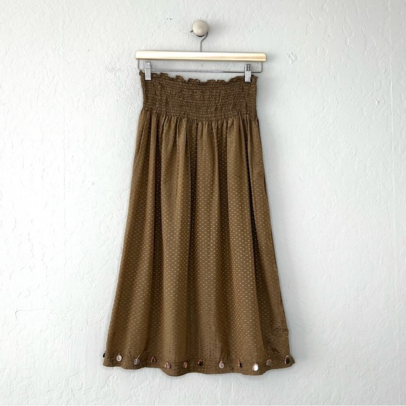 Matta Dot Silk Metal Coin Smocked Skirt - Picture 1 of 8